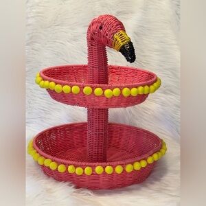 🦩 Indoor/Outdoor 2 Tier Flamingo Serving Stand Wicker🦩